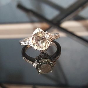 Brazilian Green Amethyst Solitaire Ring